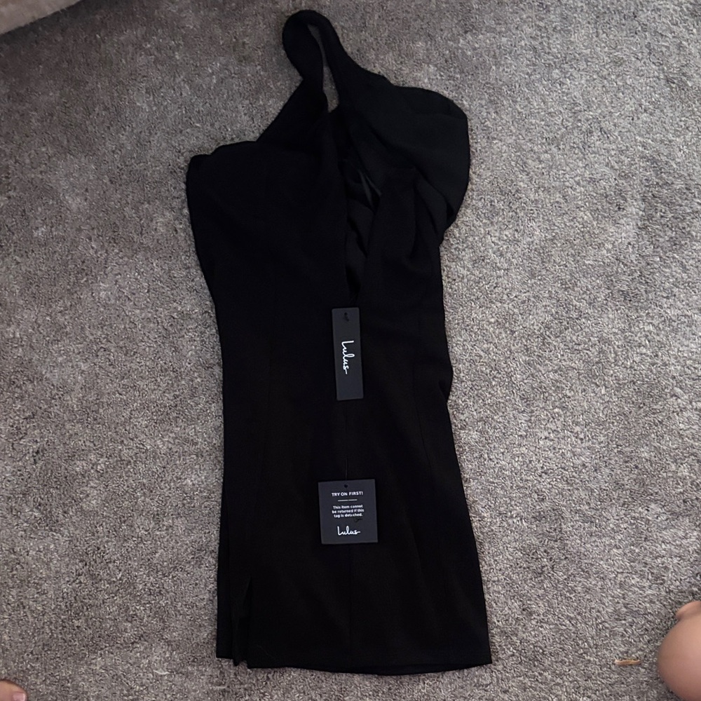 Lulu's Chic Black V-Neck Prom Mini Dress - Picture 4 of 4